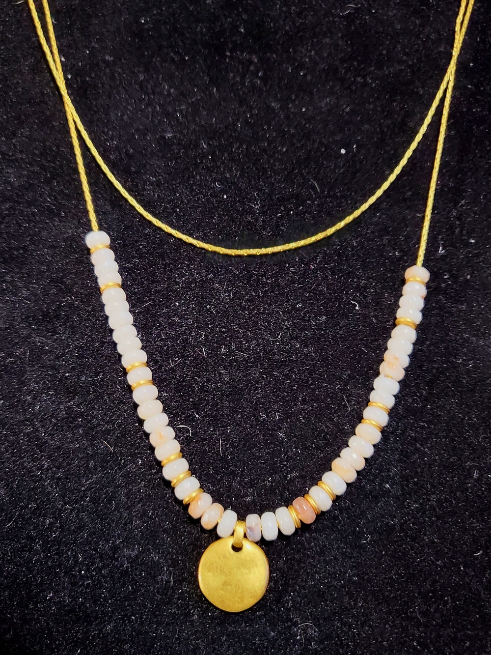 18" 20" Madewell Set of 2 Gold Tone Layering Necklaces | Beaded Disc Pendant